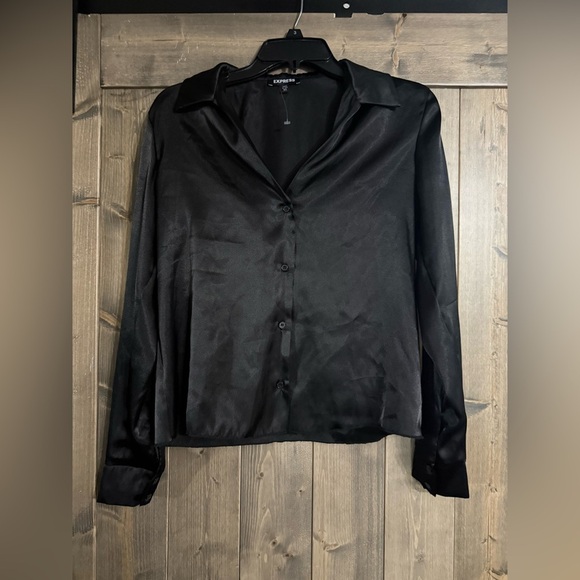 Express Black Satin Shirt - Picture 1 of 2